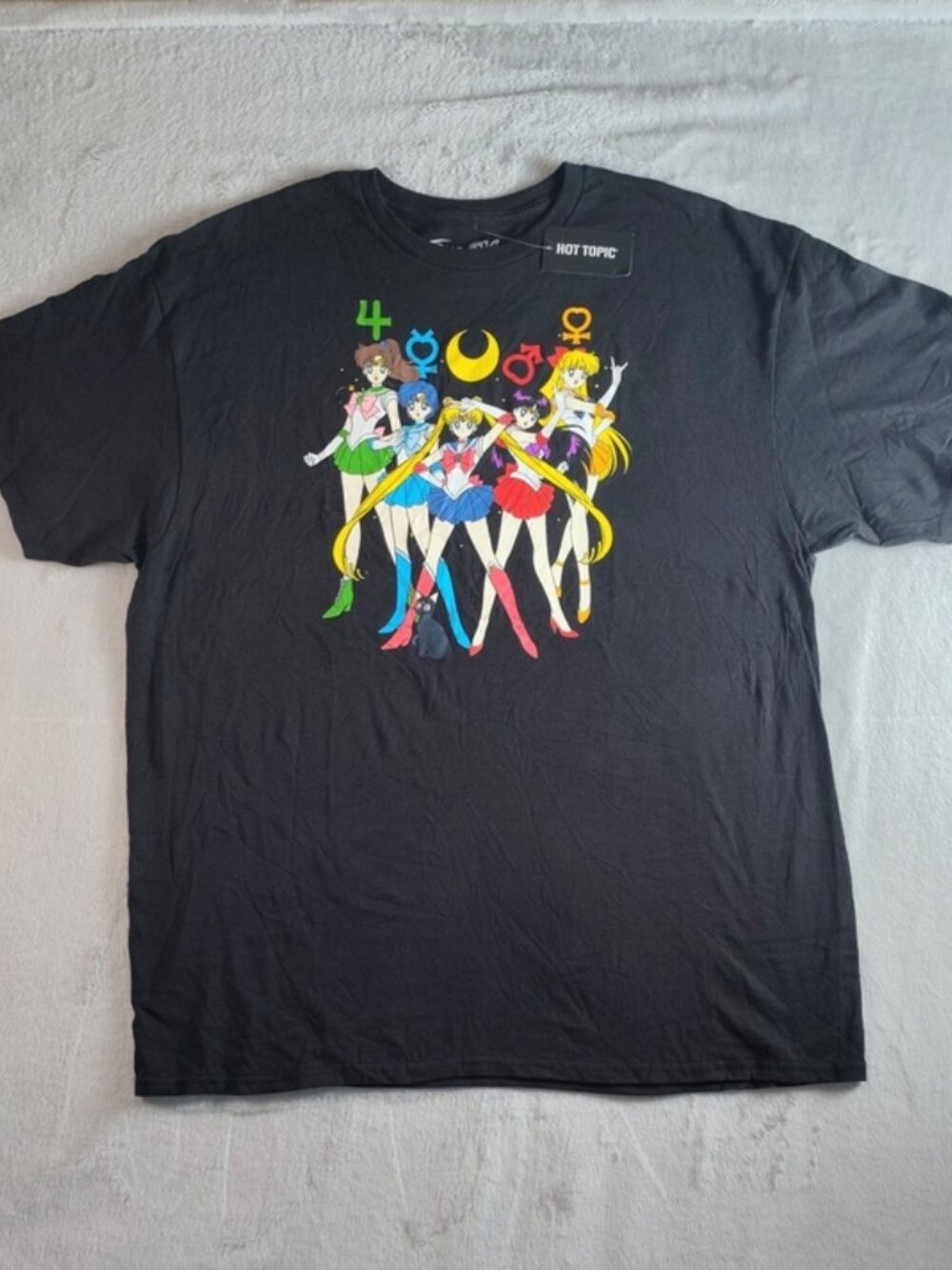 Sailor Moon Black Short Sleeve Episode Line Up Cotton Tee Size XL New with Tags
